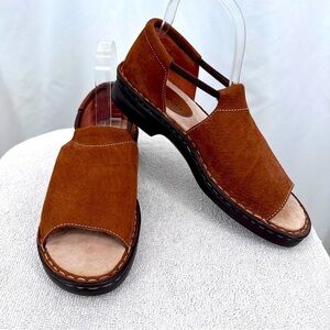 Connie Shelly Leather Shoe Sandal 10B Womens Brown Open Toe Slip On